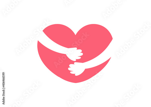 illustration of a heart hugged by a pair of hands, about someone's affection