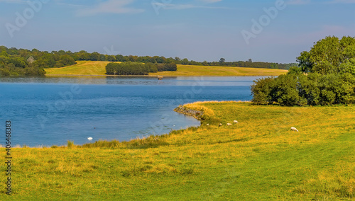 A view along the peninsula towards the northern shore of Rutland Water reservoir in summertime