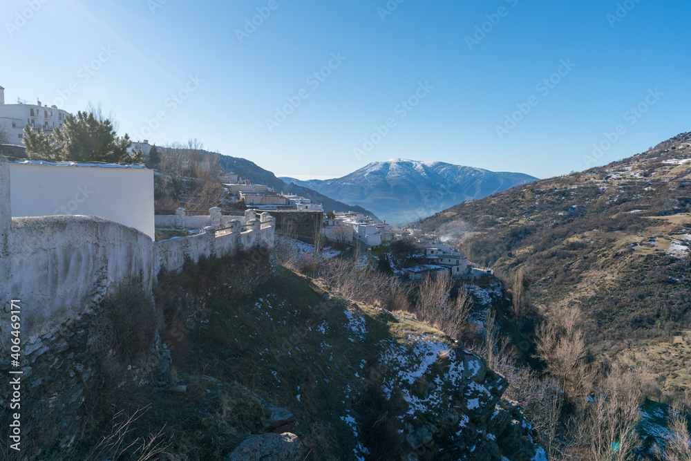 The town of Capileira on the slope of the Sierra Nevada mountain