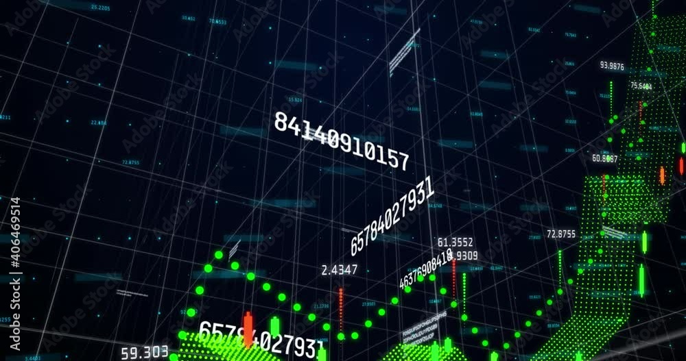 Animation of numbers changing and data processing over grid Animation of numbers changing and data processing over grid