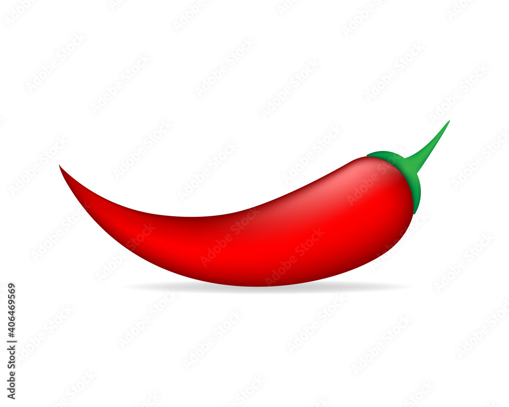 Realistic icon with red pepper on white background. Vector logo illustration. Realistic vector design. Realistic icon with red pepper on white background. Vector logo illustration. Realistic vector design.