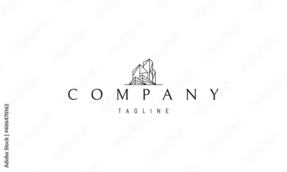 Vector logo on which an abstract image of buildings in a polygonal style. Vector logo on which an abstract image of buildings in a polygonal style.
