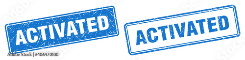 activated stamp set. activated square grunge sign