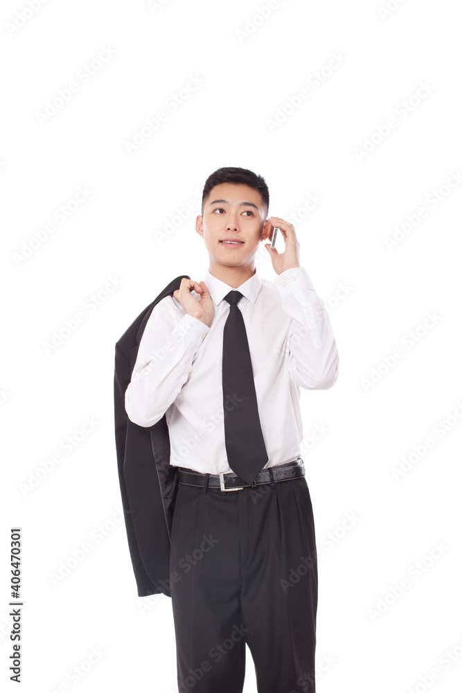 Portrait of young Business man using cell phone Portrait of young Business man using cell phone