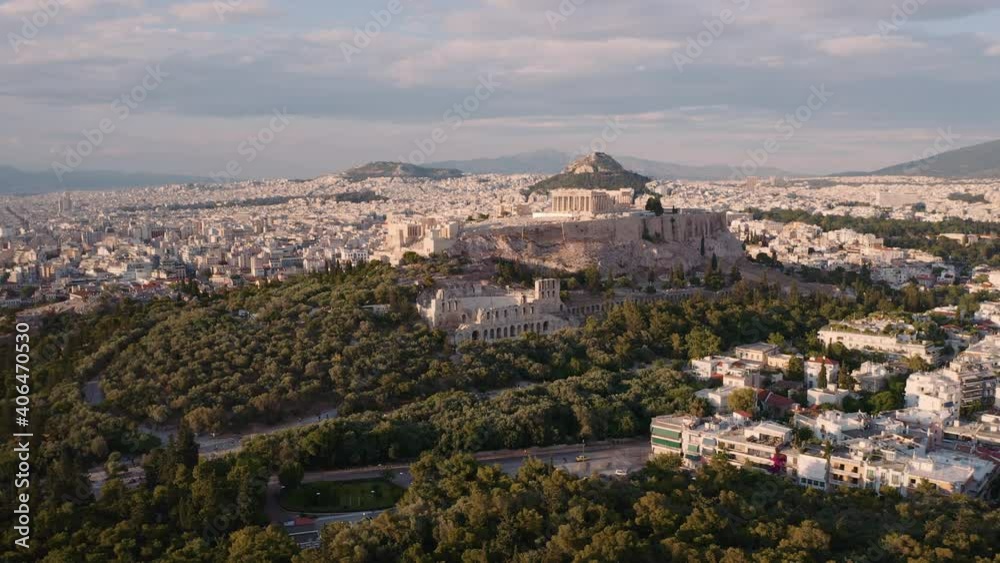 Panorama Of Acropolis Of Athens Above City Of Athens In Greece. - aerial Panorama Of Acropolis Of Athens Above City Of Athens In Greece. - aerial