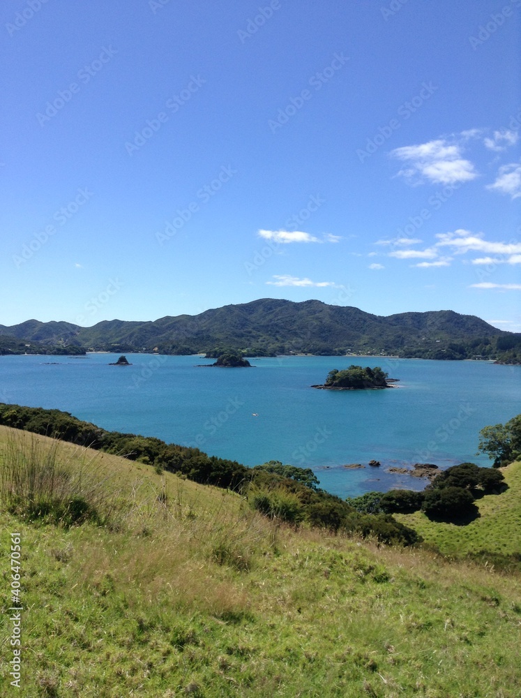 Many islands on New Zealand coast