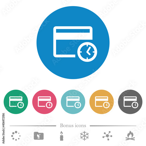 Credit card transaction history flat round icons