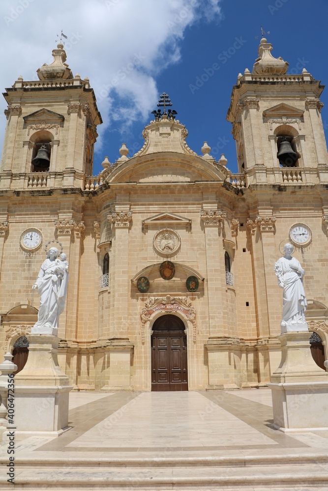 Way to Basilica of the Nativity of the Blessed Virgin Mary in Xagħra on Gozo