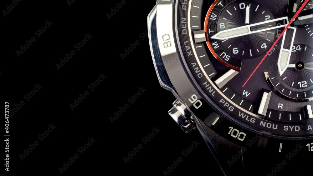 Time. Dial of a wrist watch. The hands show the time. Time. Dial of a wrist watch. The hands show the time.