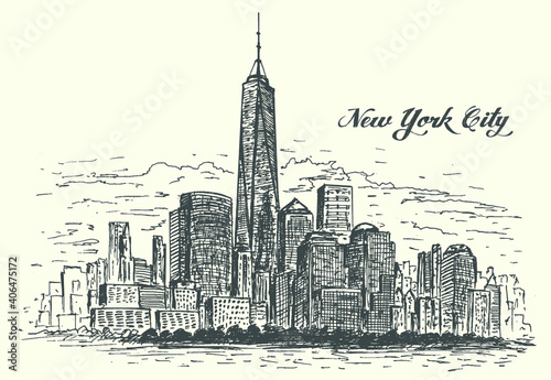 New York Manhattan hand drawn isolated vector illustration 