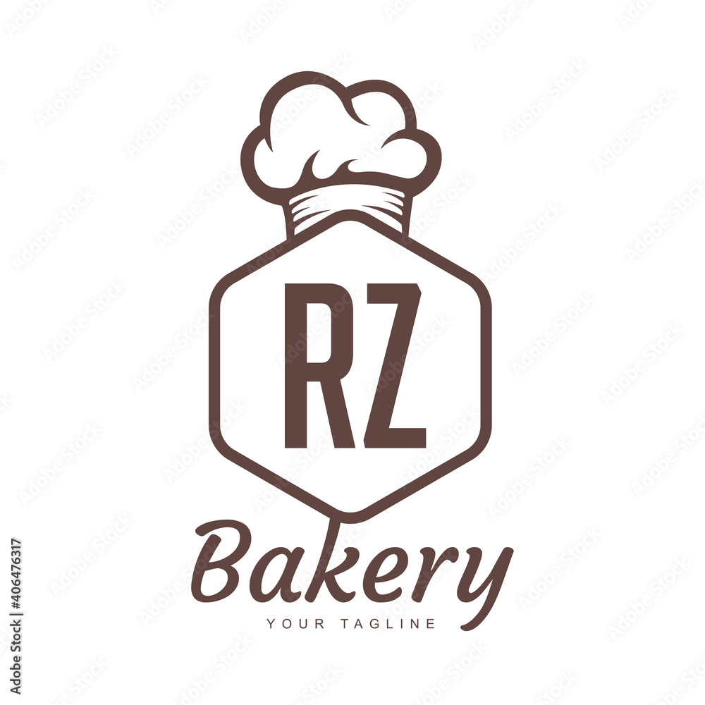 Logo Rz Burger RZ Letter Logo Design with Chef Icon, Bakery Logo Concept Stock Vector ...