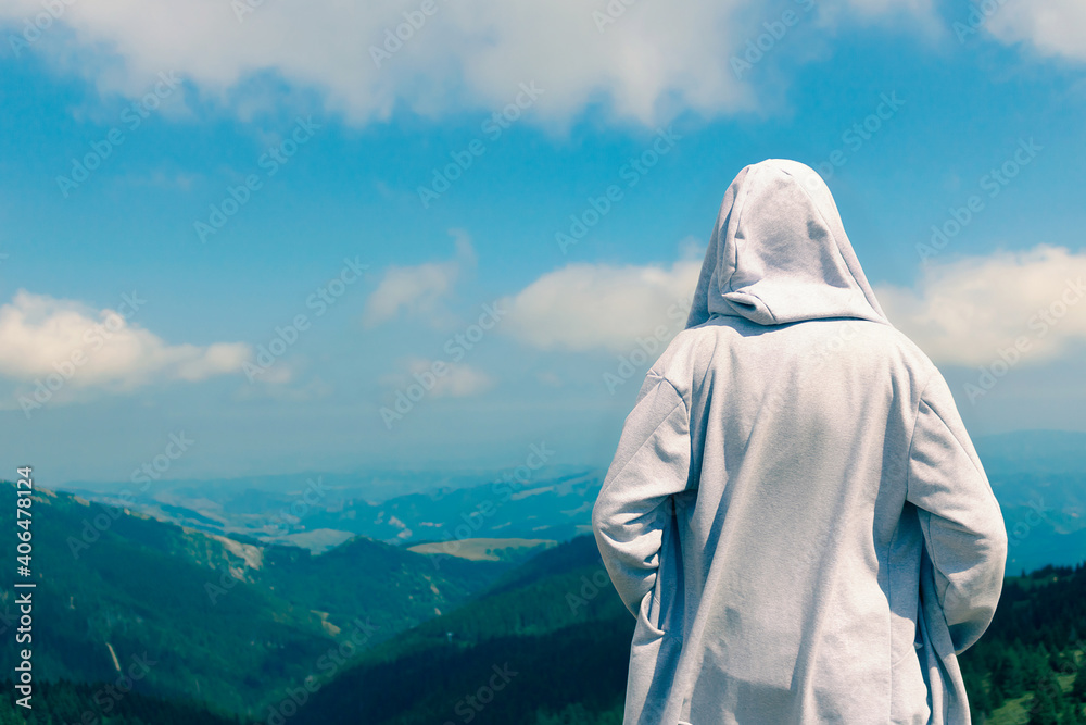 Enjoying in breathtaking view from the mountain peak! Enjoying in breathtaking view from the mountain peak!