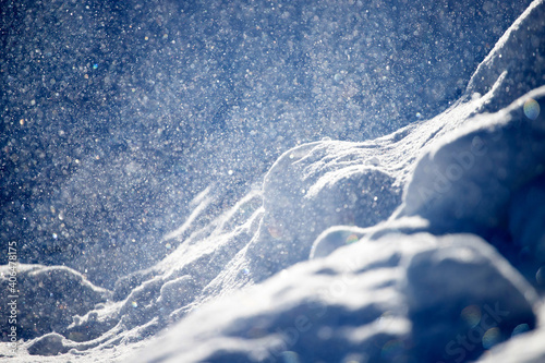 Wallpaper Mural Winter background. Winter bright landscape with snowdrifts and falling snow. Torontodigital.ca