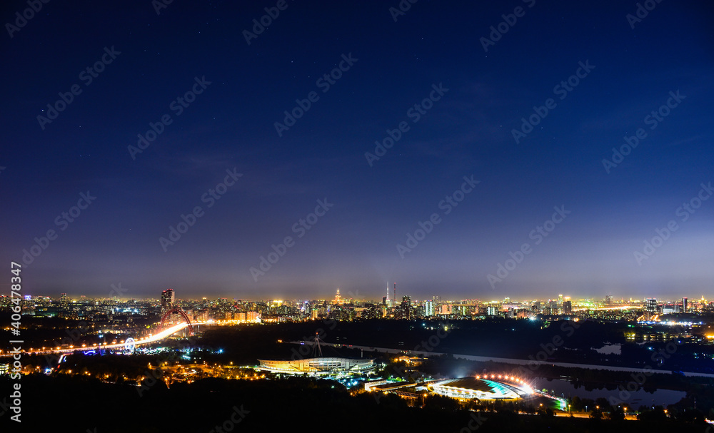 Night view of the city, Moscow Night view of the city, Moscow