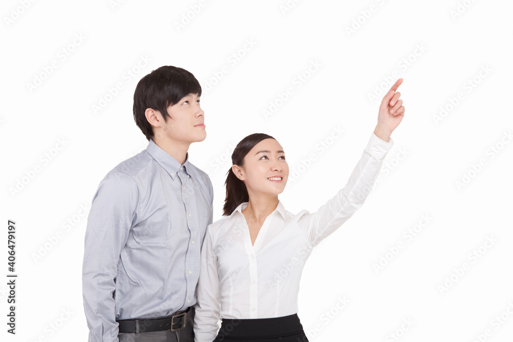Portrait of business man and business woman Portrait of business man and business woman