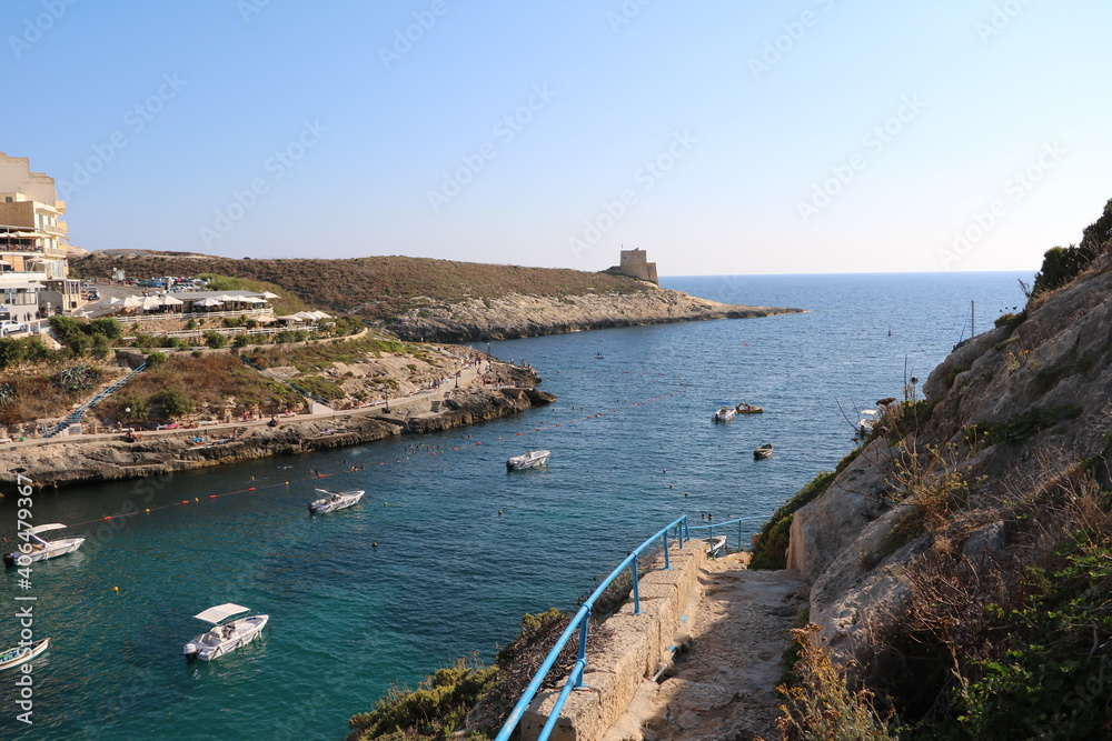 Xlendi Bay on Gozo at the Mediterranean Sea , Malta Xlendi Bay on Gozo at the Mediterranean Sea , Malta