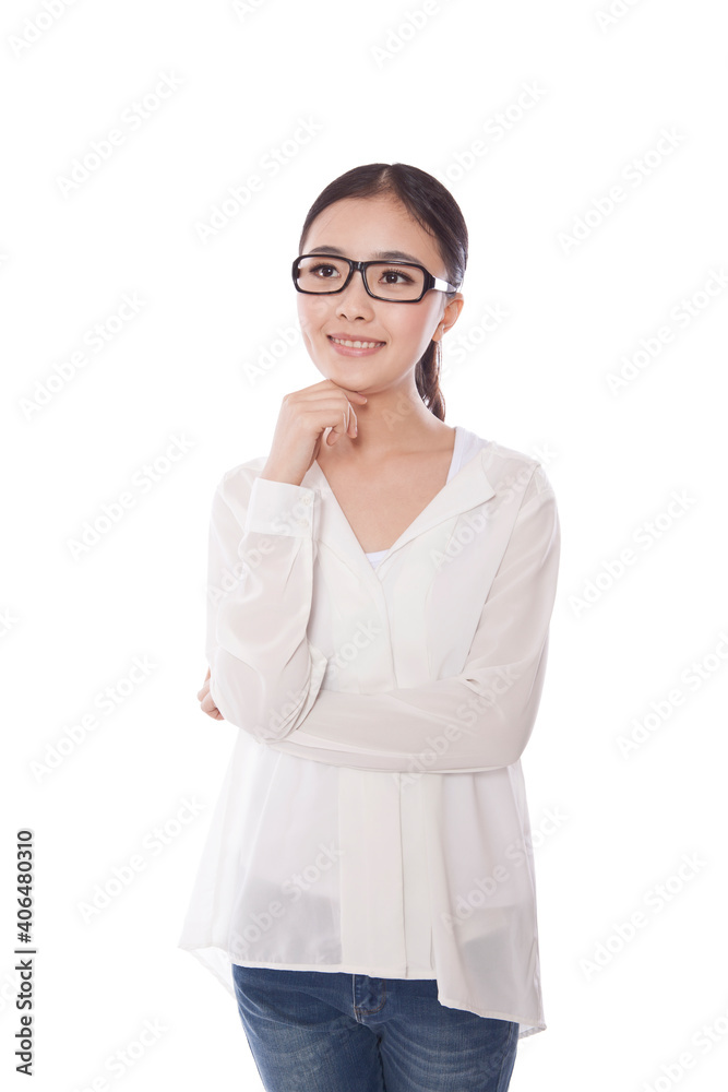 Portrait of a Young woman wearing spectacles,smiling
