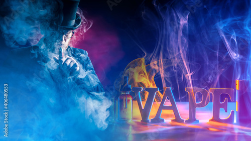 The inscription VAPE, smoke...
