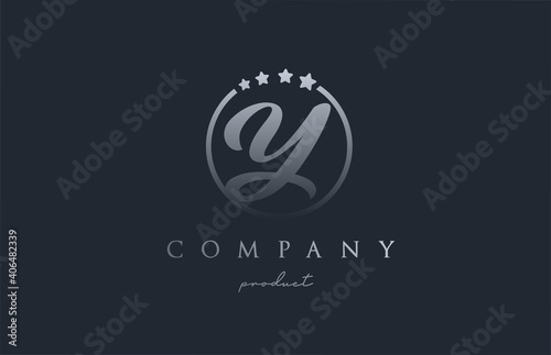 Y blue grey alphabet letter logo for corporate and company. Design with circle and star. Can be used for a luxury brand