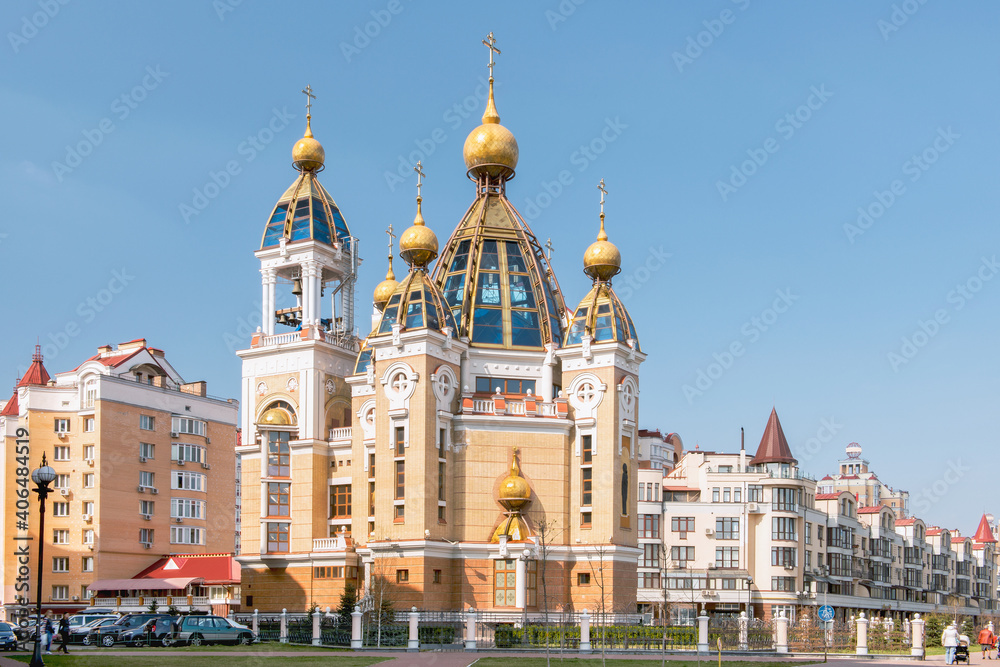 Kiev, Ukraine - March 28, 2014: Church of the Nativity of Christ on Obolonskaya embankment in the city of Kiev