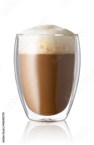 cappuccino in glass isolated on white