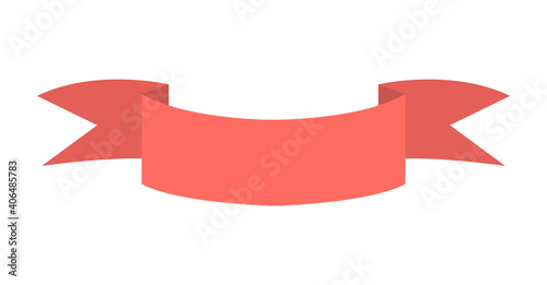 Vector blank red ribbon for holidays decoration. Curved banner illustration for card, invitation, design. Bright information sign board or bend tape isolated on white background. .