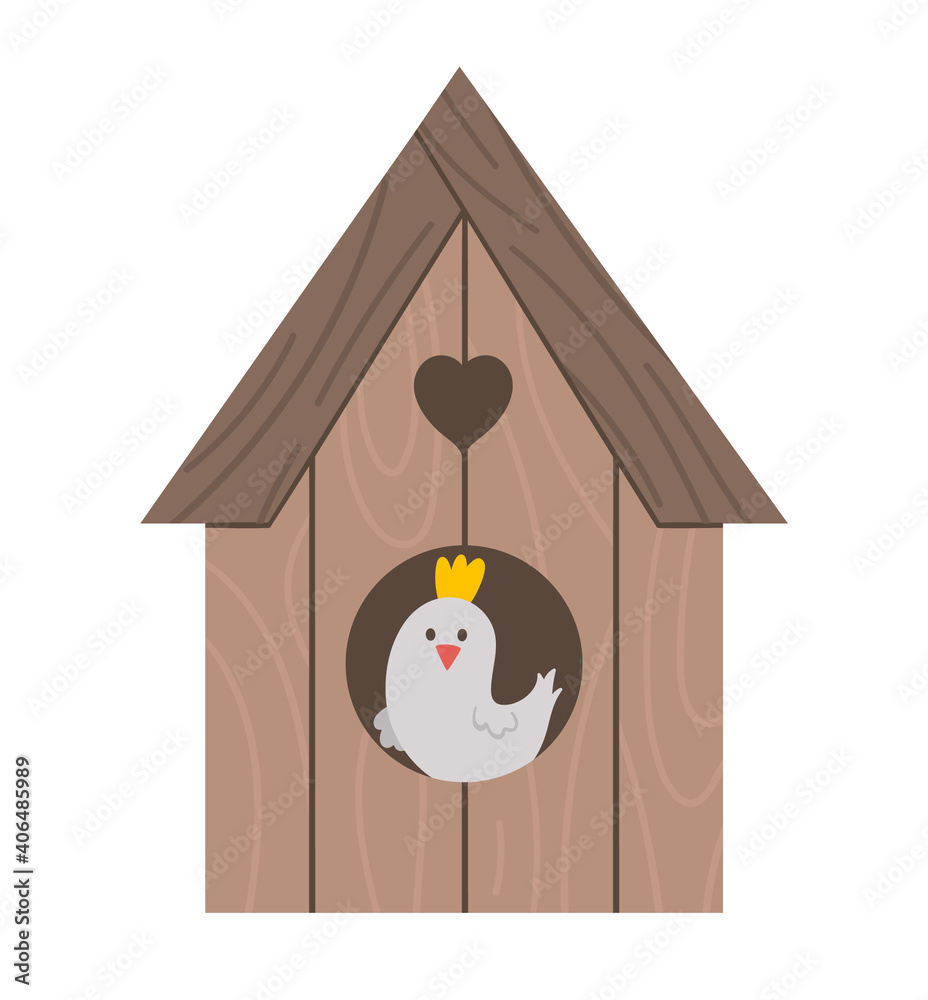 Vector starling-house with bird inside icon isolated on white