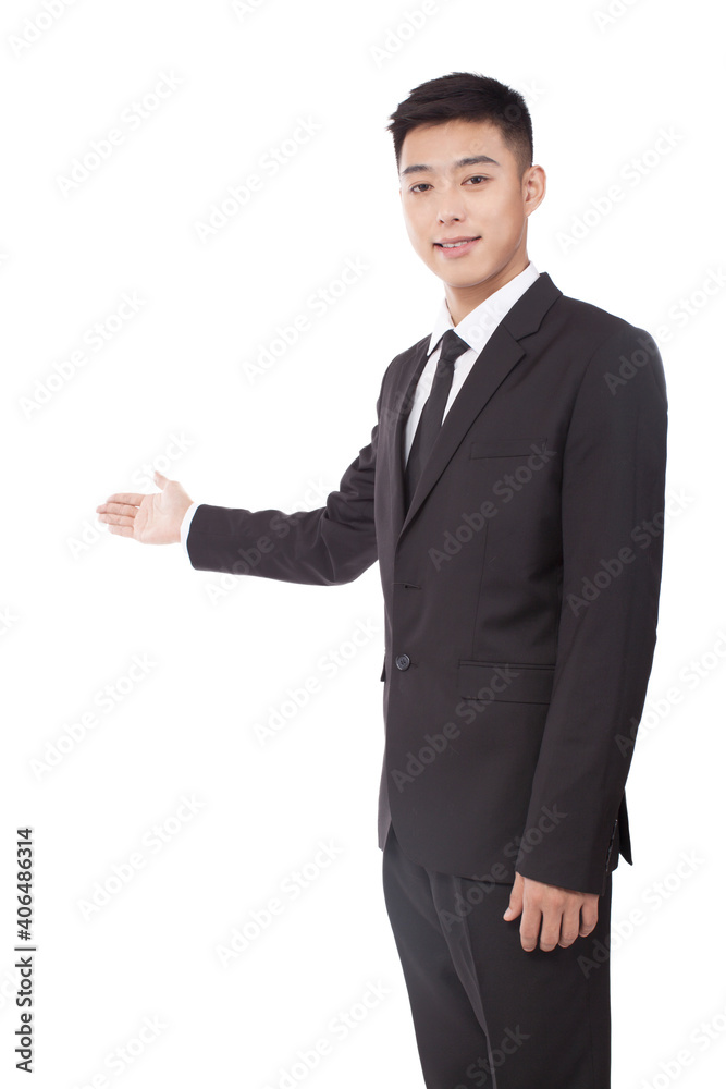 Portrait of a young bisiness man showing Portrait of a young bisiness man showing