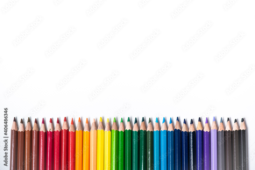 Color pencils isolated on white background.Close up. Color pencils isolated on white background.Close up.