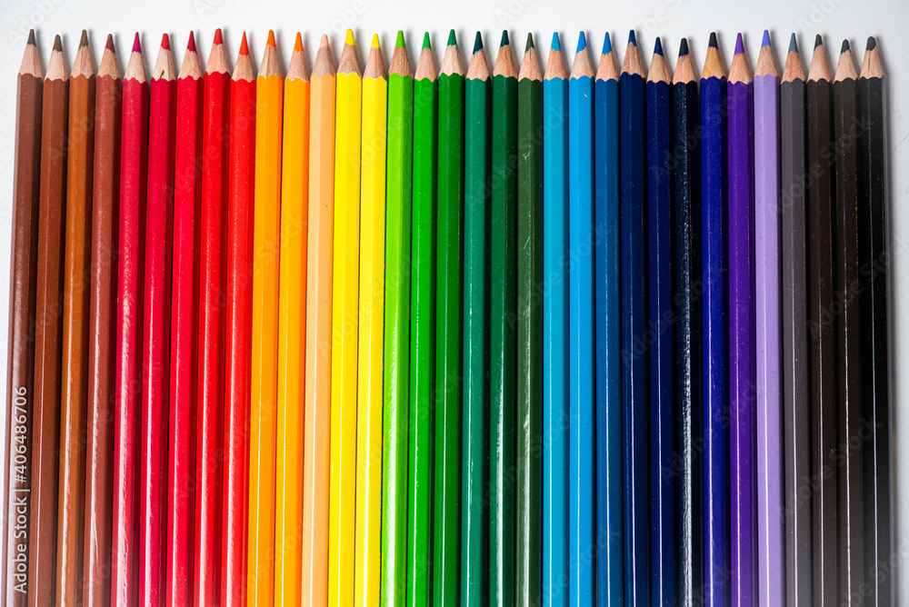 An image of set of color pencils. An image of set of color pencils.
