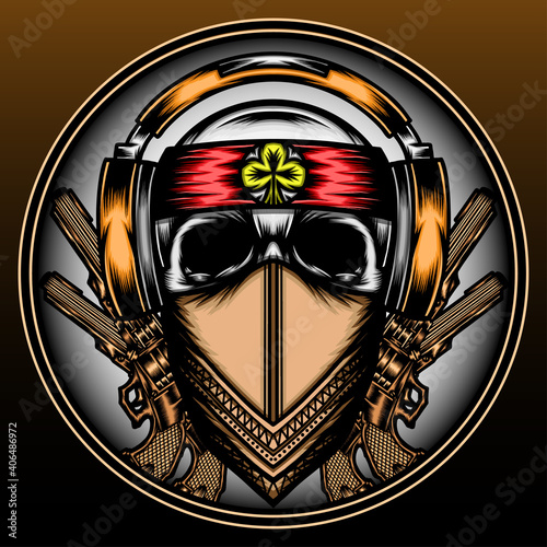 Cool mafia skull with headphone