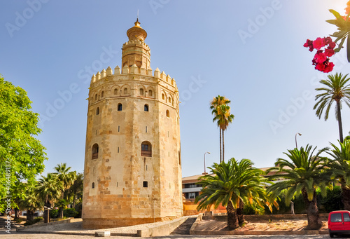 Tower of Gold (Torre del Oro) on Seville embanmkent, Spain