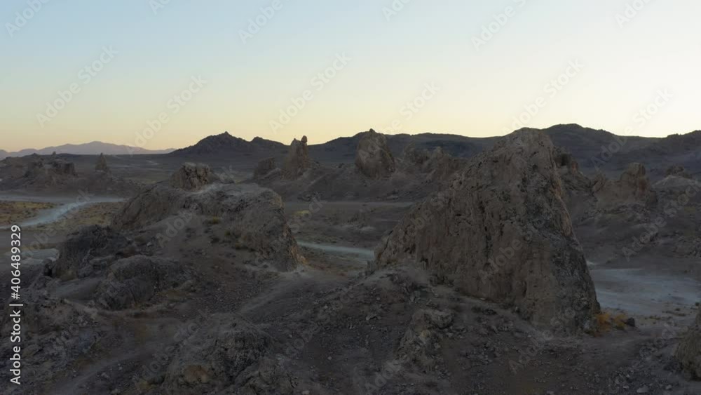 Amazing Trona Pinnacles, panning drone shot. Amazing Trona Pinnacles, panning drone shot.
