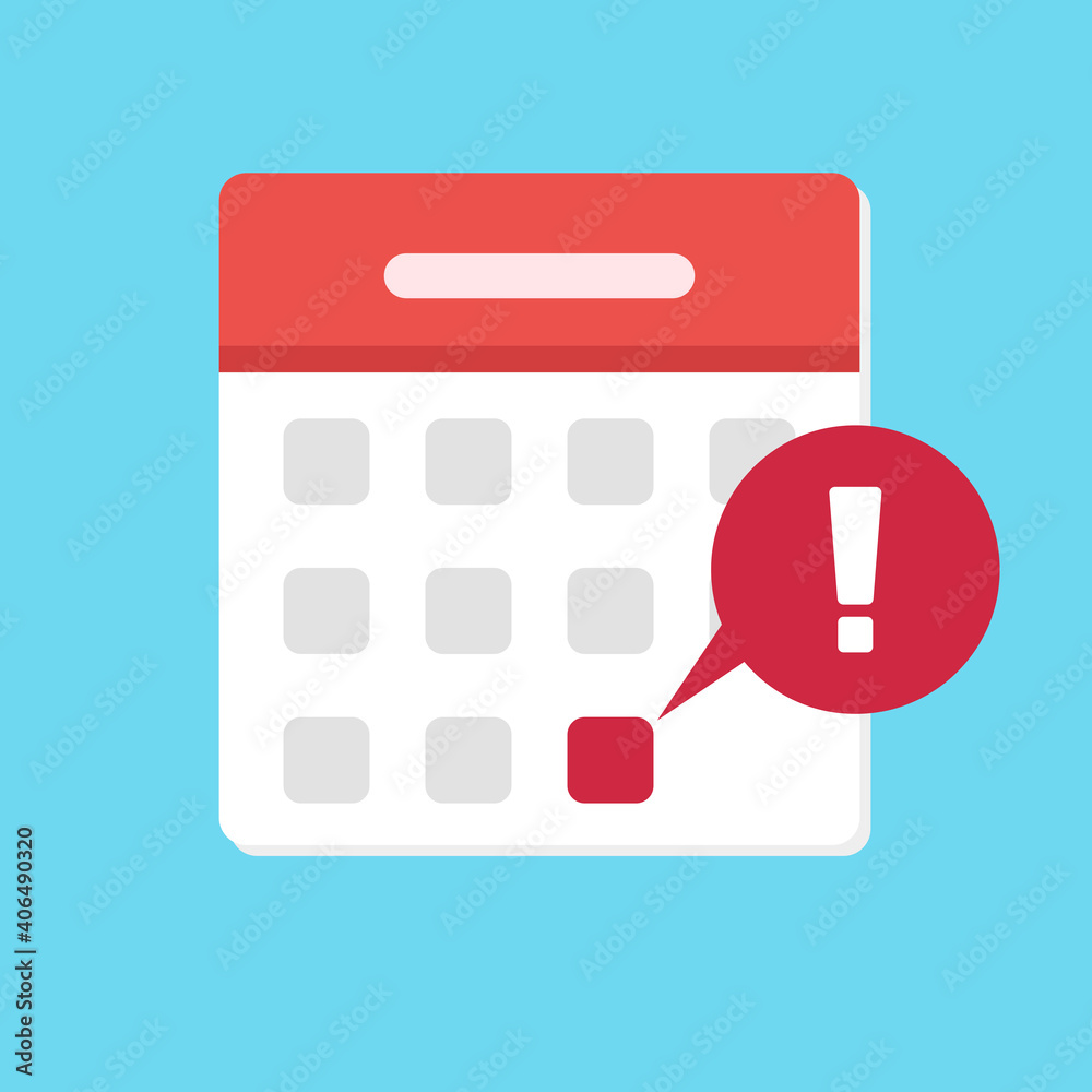Calendar icon with exclamation mark. Calendar icon with exclamation mark.