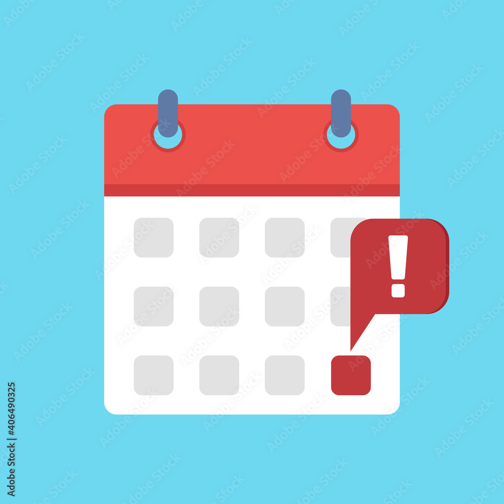 Calendar icon with exclamation mark. Calendar icon with exclamation mark.
