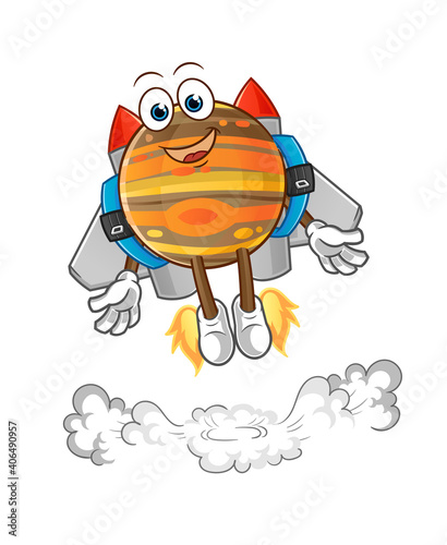 jupiter with jetpack mascot. cartoon vector