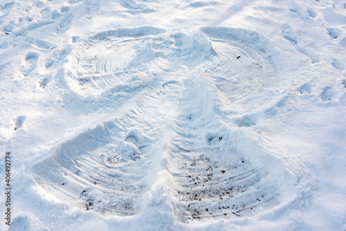 Close up of snow angel