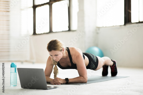 Online workout at home or gym with technology in self-isolation