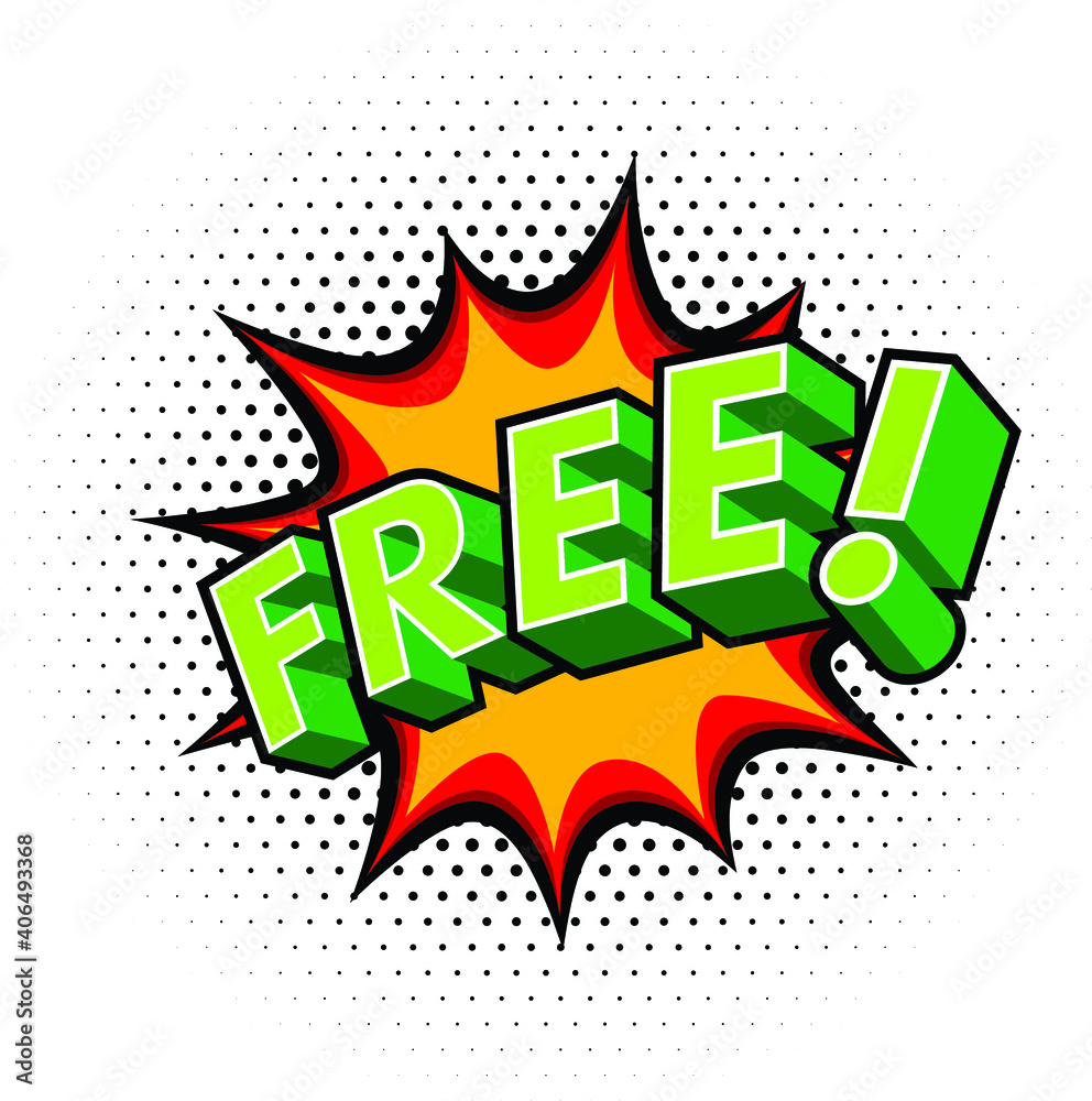 Free Effect with Halftone in Comic Book Style. Vector Design Element. Retro Sticker. Free Effect with Halftone in Comic Book Style. Vector Design Element. Retro Sticker.