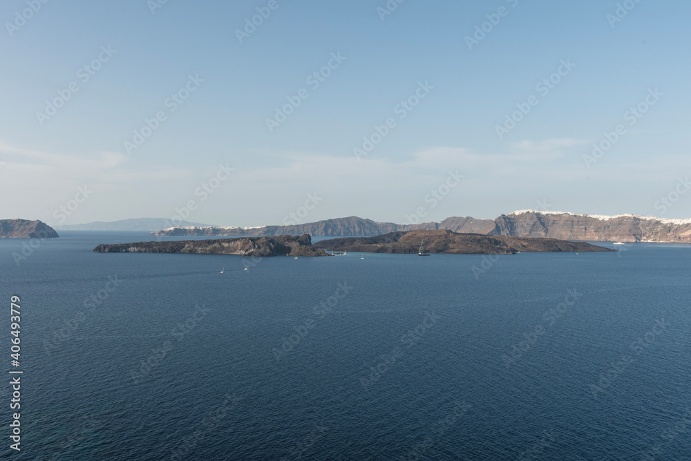 view over the caldera on Santorin island in Greece