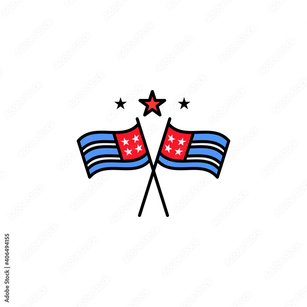 Flags stars USA outline icon. Signs and symbols can be used for web, logo, mobile app, UI, UX