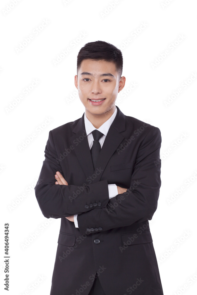 Portrait of young bisiness man crossinging hands Portrait of young bisiness man crossinging hands