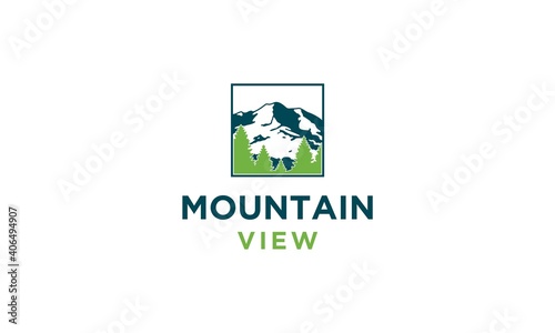 modern landscape of mountain view logo design