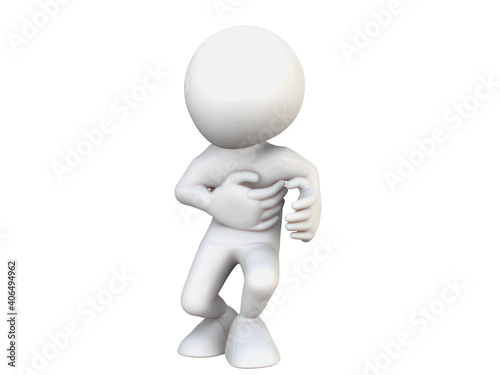 3D RENDER ILLUSTRATION CARTOON CHARACTER HUMAN CLIPPING PATH on isolated white background. Heart disease concept. People Man Woman Old Sick Severe heartache, Having heart attack,Pressing chest painful