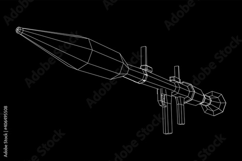 Anti-tank rocket propelled grenade launcher - RPG 7. Wireframe low poly mesh vector illustration.