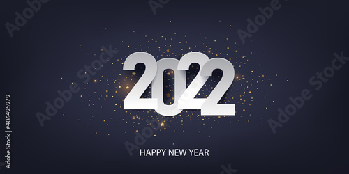 Happy new year 2022 background. Holiday greeting card design. Vector illustration.