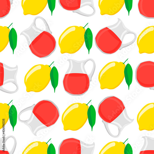 Illustration on theme big colored lemonade in lemon jug