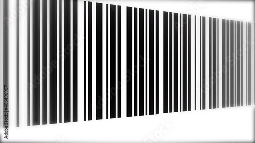 Barcode Animation Sideway with Bokeh on White Background and Green Screen photo
