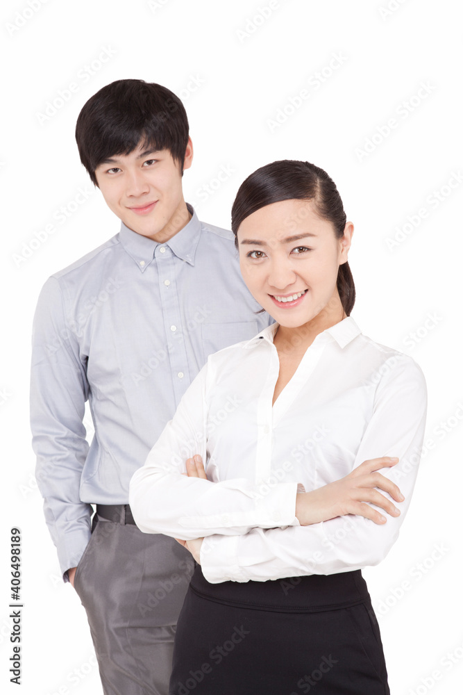 Portrait of business man and business woman Portrait of business man and business woman