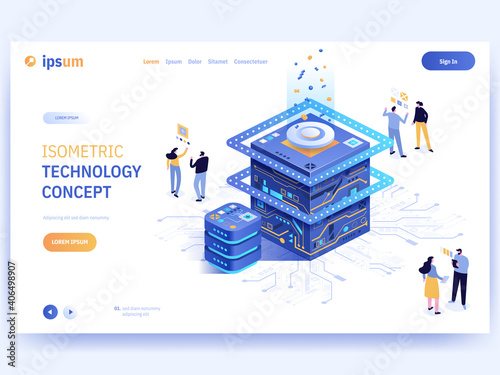 Vector landing page of Isometric Technology concept